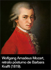 Wolfgang Amadeus Mozart retratado por Joseph Lange